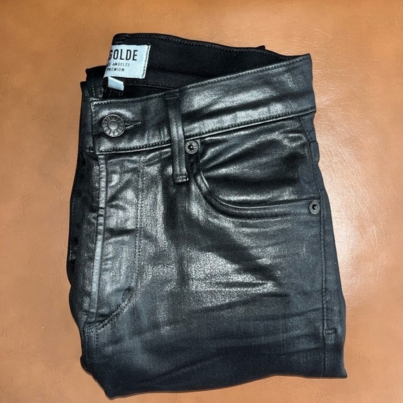 AGOLDE Sophie High Rise Skinny Black Leatherette Jeans in Size 24 - Picture 14 of 14